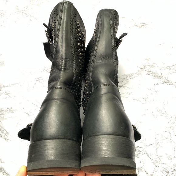 Frye Black Studded Combat Boots - Picture 10 of 13